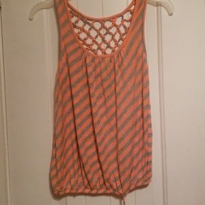 FANG /MEDIUM peach and gray striped tank